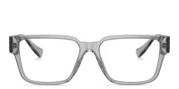Shop VERSACE Rectangle Eyeglasses in Grey Transparent online.