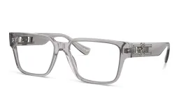 Shop VERSACE Rectangle Eyeglasses in Grey Transparent online.