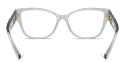 Shop VERSACE Medusa Cat-Eye Eyeglasses in Transparent Light Grey online.