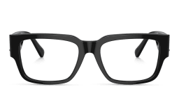 Shop VERSACE Square Eyeglasses in Black online.