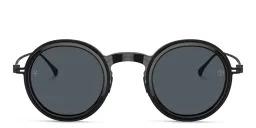 Shop GIORGIO ARMANI Unisex Round Sunglasses in Shiny Black online.