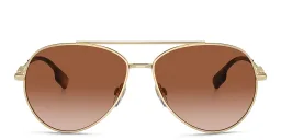 Shop BURBERRY Pilot Sunglasses in Light Gold online.