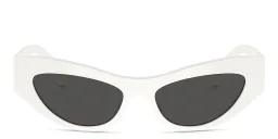 Shop Dolce & Gabbana Logo Cat-Eye Sunglasses in White online.