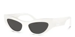 Shop Dolce & Gabbana Logo Cat-Eye Sunglasses in White online.