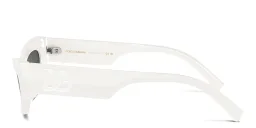 Shop Dolce & Gabbana Logo Cat-Eye Sunglasses in White online.