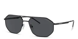 Shop Emporio Armani Irregular Sunglasses in Matte Black online.