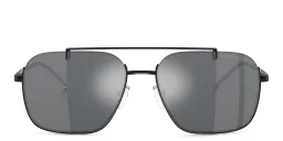 Shop Emporio Armani Rectangle Sunglasses in Shiny Black online.