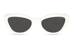 Shop PRADA Logo Print Cat-Eye Sunglasses in White online.