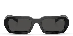 Shop PRADA Rectangle Sunglasses in Black online.