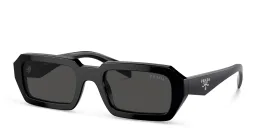 Shop PRADA Rectangle Sunglasses in Black online.