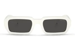 Shop PRADA Rectangle Sunglasses in White online.