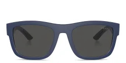 Shop Prada Linea Rossa Square Sunglasses in Blue online.