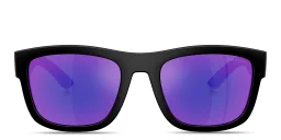 Shop Prada Linea Rossa Square Sunglasses in Matte Black online.