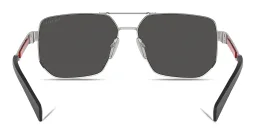Shop Prada Linea Rossa Logo Signature Aviator Sunglasses in Silver online.