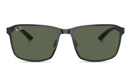 Shop Ray-Ban Unisex Square Sunglasses in Black On Silver online.