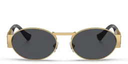 Shop VERSACE Medusa Unisex Oval Sunglasses in Gold online.
