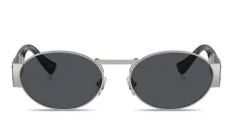 Shop VERSACE Medusa Unisex Oval Sunglasses in Silver online.