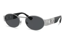 Shop VERSACE Medusa Unisex Oval Sunglasses in Silver online.