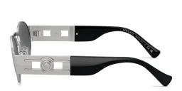 Shop VERSACE Medusa Unisex Oval Sunglasses in Silver online.