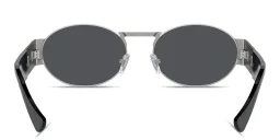 Shop VERSACE Medusa Unisex Oval Sunglasses in Silver online.