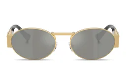 Shop VERSACE Medusa Unisex Oval Sunglasses in Gold online.