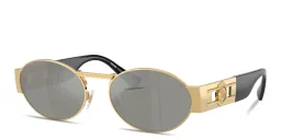 Shop VERSACE Medusa Deco Unisex Oval Sunglasses in Gold online.