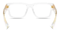 Shop MIU MIU Vertical Logo Rectangle Eyeglasses in Clear online.