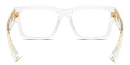 Shop MIU MIU Vertical Logo Rectangle Eyeglasses in Crystal Clear online.