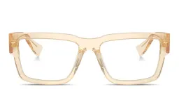 Shop MIU MIU Rectangle Eyeglasses in Transparent Sand online.