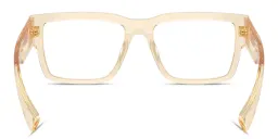 Shop MIU MIU Vertical Logo Rectangle Eyeglasses in Transparent Sand online.