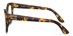 Shop MIU MIU Square Eyeglasses in Honey Havana online.