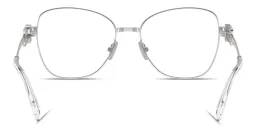 Shop MIU MIU Vertical Logo Cat-Eye Eyeglasses in Silver online.