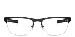Shop Prada Linea Rossa Half-Rim Wide Rectangle Eyeglasses in Matte Black online.