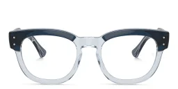 Shop Ray-Ban Mega Hawkeye Unisex Square Eyeglasses in Blue On Transparent Blue online.