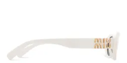 Shop MIU MIU Vertical Logo Oval Sunglasses in White online.