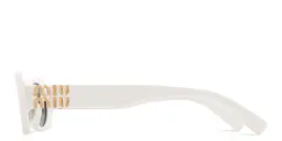 Shop MIU MIU Vertical Logo Oval Sunglasses in White online.