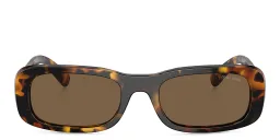 Shop MIU MIU Rectangle Sunglasses in Honey Havana online.