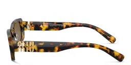 Shop MIU MIU Rectangle Sunglasses in Honey Havana online.
