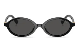 Shop MIU MIU Oval Sunglasses in Black online.
