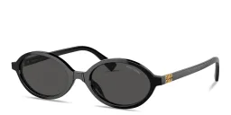 Shop MIU MIU Miu Regard Oval Sunglasses in Black online.