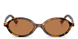 Shop MIU MIU Oval Sunglasses in Light Havana online.