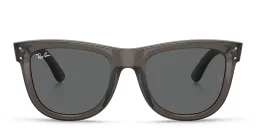 Shop Ray-Ban Wayfarer Reverse Unisex Square Sunglasses in Transparent Dark Grey online.