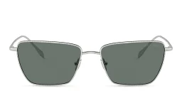Shop GIORGIO ARMANI Logo Rectangle Sunglasses in Silver online.