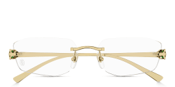 Shop Cartier Panthère de Cartier Unisex Rimless Wide Irregular Eyeglasses in Gold online.