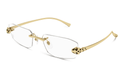 Shop Cartier Panthère de Cartier Unisex Rimless Wide Irregular Eyeglasses in Gold online.