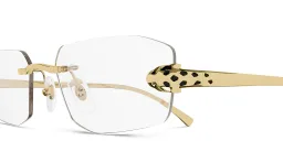 Shop Cartier Panthère de Cartier Unisex Rimless Wide Irregular Eyeglasses in Gold online.