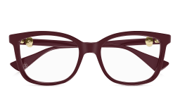 Shop Cartier C' de Cartier Wide Square Eyeglasses in Burgundy online.