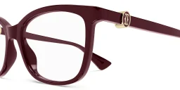 Shop Cartier C' de Cartier Wide Square Eyeglasses in Burgundy online.