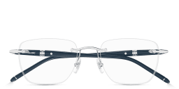 Shop MONTBLANC Meisterstück Rimless Rectangle Eyeglasses in Silver online.