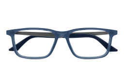 Shop MONTBLANC Snowcap Wide Rectangle Eyeglasses in Blue online.